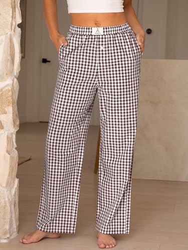 Image of ANRABESS Womens Gingham Striped Boxer Pants