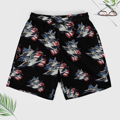 F-22 Raptor Fighter Jet Mens Swim Trunks Quick Dry Beach Board Shorts with Pockets4