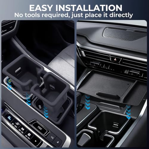 Image of Cup Holder Insert & Wireless Charging Protective Mats for Lexus TX TX350 /TX500h /TX550h+ 2026 2025 2024, Center Console Interior Accessories for 2024-2026 TX 350 /500h /550h+, Black
