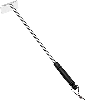 Charcoal Grill Ash Rake Hoe for Fireplace Wood Stove Pizza Oven, Stainless Steel BBQ Cleaner Poker Scraper, Elongated Cleaning Tool Accessories for Smoker, Ceramic, Kamado, Vision Grills