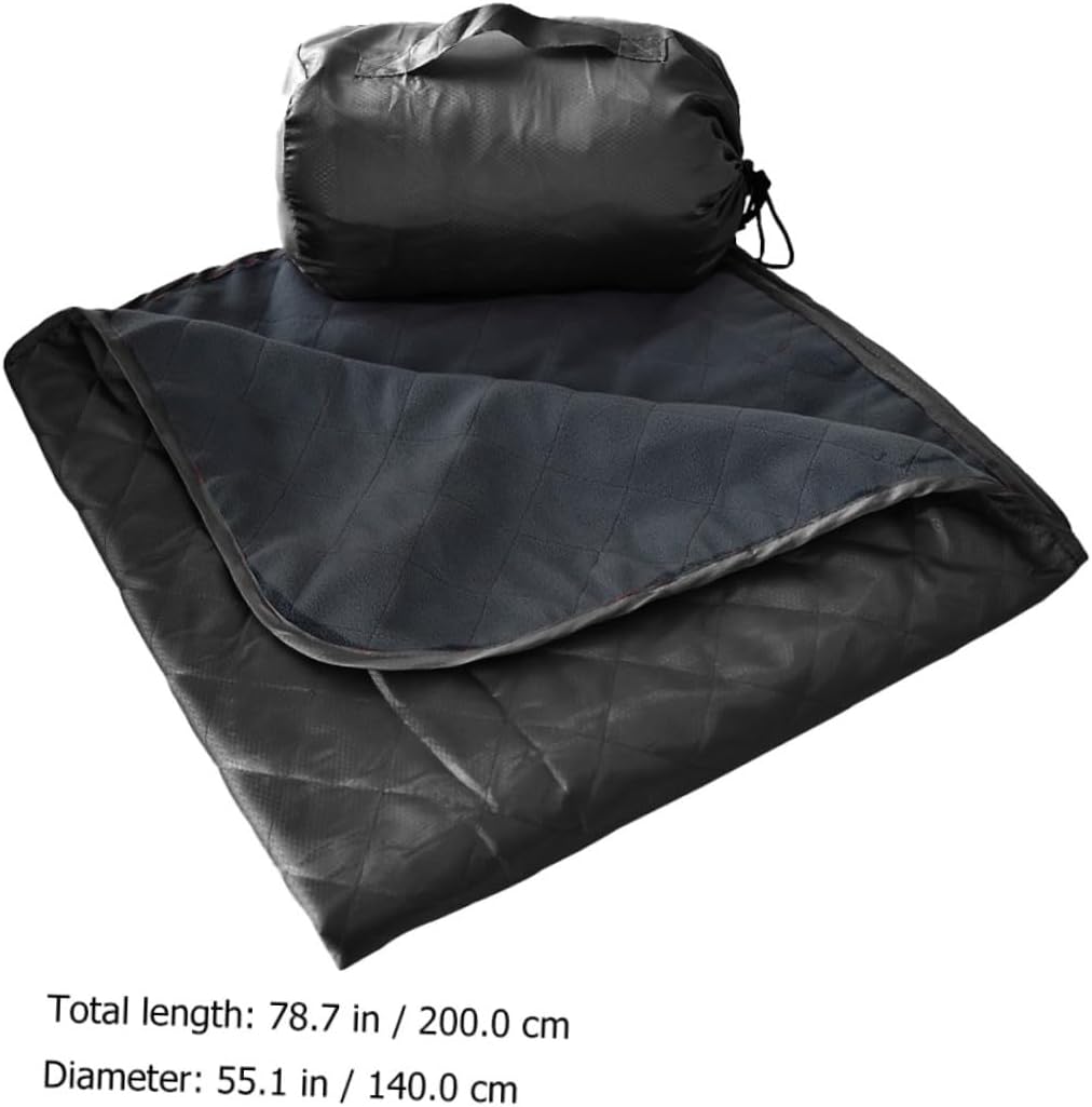 Waterproof Foldable Camping Blanket with Fleece Lining, Sandproof Outdoor Picnic Mat for Hiking, Beach, and Travel – Black Thermal Warmth Cover