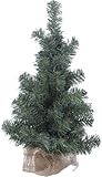 Árbol de Navidad artificial pequeño con maceta base forrada de yute. Tiene una gran estabilidad.