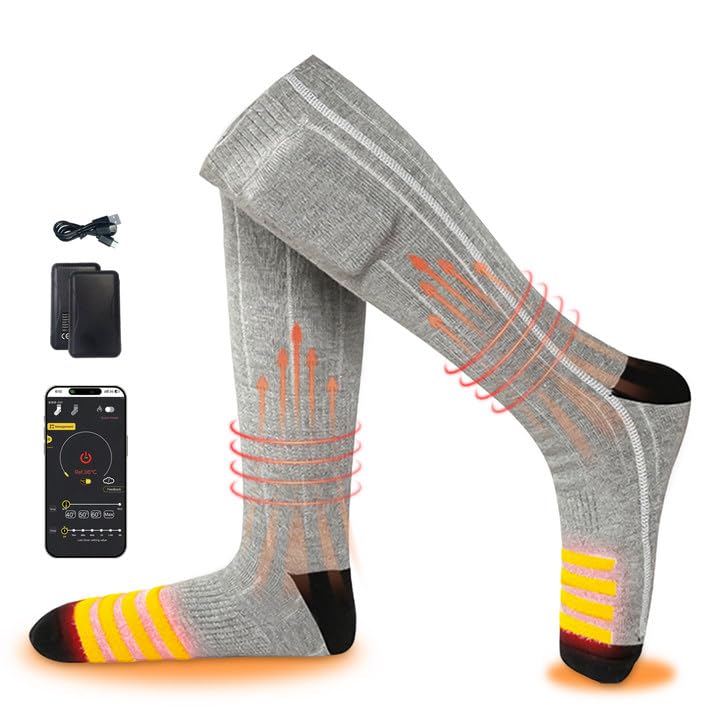 Heated Socks,Rechargeable Heated Socks,Unisex,5000mah Heating Socks,3 Heating Settings,Mobile Phone App Adjustment,Suitable For Skiing,Mountain Climbing,Winter Camping And Outdoor Hiking