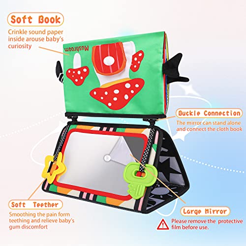 Baby Mirror Toys For Tummy Time, Amtiops Black And White High Contrast 3D Activity Baby Book Tissue Box Toys With Sensory Crinkle Papers, Baby Toys 0-12 Months Brain Developmental Toddler Flash Cards #TOP2