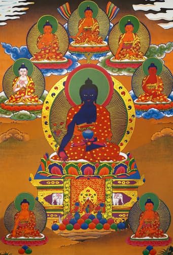 Thangka tibétain Bouddha 35 cm pour réduire le stress par la méditation