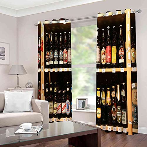 Rideaux occultants imprimés bière 3D de qualité supérieure pour décoration salon moderne - 3