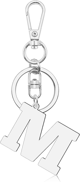 DlaeKua Initial Monogram A-Z Keychain 26 Letter Stainless Steel Alphabet Keyring for Women Men Purse Handbag Christmas Gifts