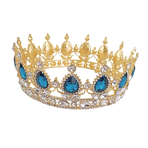 Tocado de reina con joyas corona redonda parachoques de tijera dorados para baile
