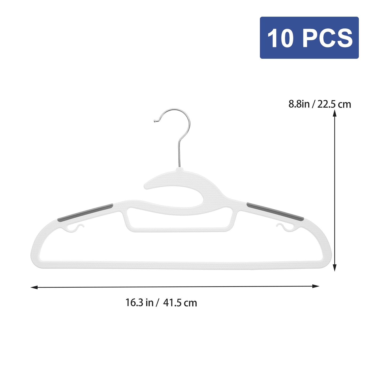 YARNOW 10 Pezzi Appendiabiti Antiscivolo in Acciaio Inossidabile e Abs, Extra Larghi e Spessi, Salvaspazio per Maglioni e Camicie, per Armadio Organizzato