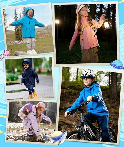 Image of Boys Rain Jacket Kids Lightweight Rain Jackets Waterproof Hooded Windbreaker Outdoor Coats for Boys Girls
