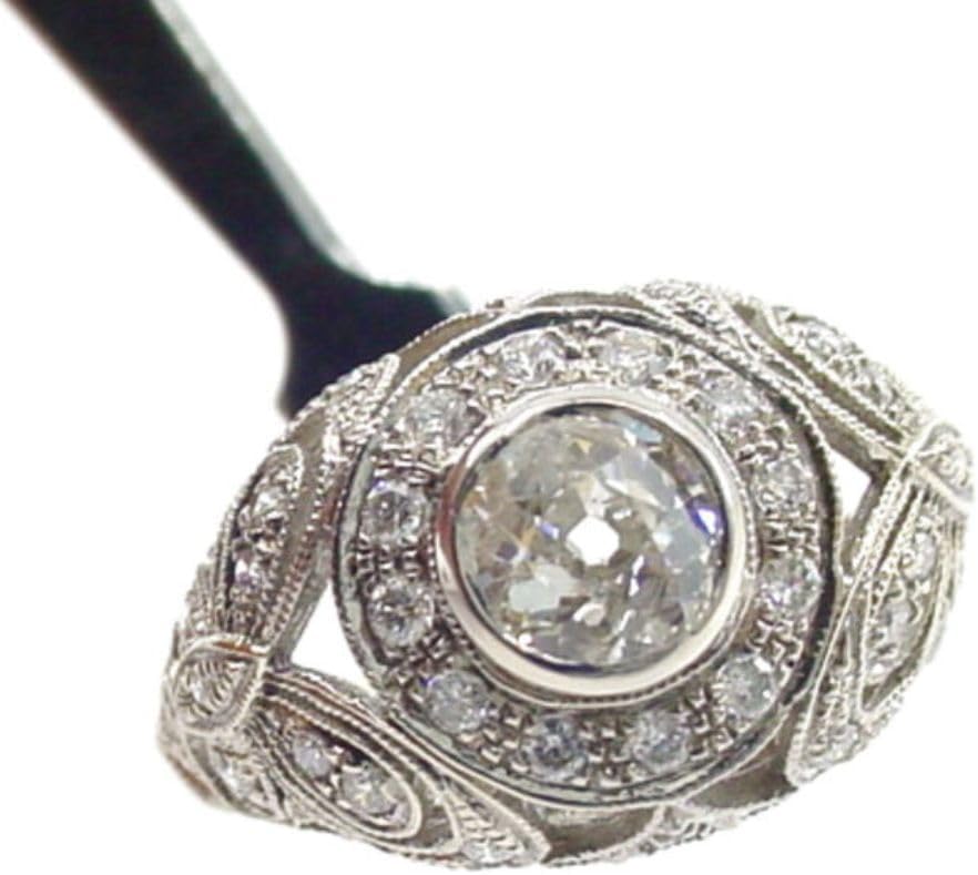 3 Ct Round Diamond Art Deco Edwardian Milgrian Filigree Engagement Ring For Women 14K Gold Finish 925Sterling Silver Handmade Two Tone Victorian Antique Jewelry Gift For Her