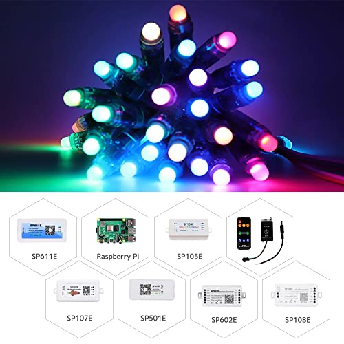Image of Ruirui 500pcs DC5V 12MM WS2811 RGB Pixels Digital Individually Addressable Diffused Round LED String Lights Full Color Outdoor Waterproof