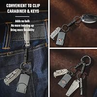KeyUnity KA24 Abnehmbarer Schlüsselring-Anschluss, doppelendiger drehbarer 360° Schlüsselbund aus Titan, Schlüssel-Organizer-Linker Karabiner für Auto, Hau,Zubehör,Schwarz – Ansicht 6