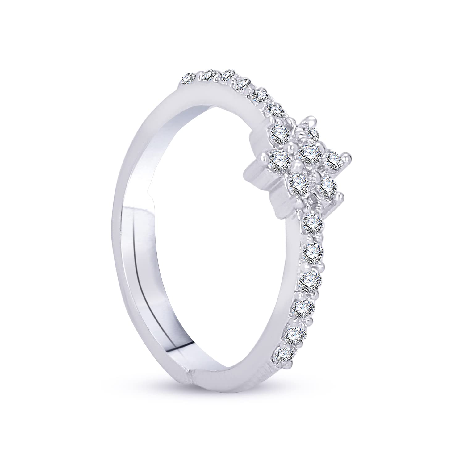 NEMICHAND JEWELS Pure 925 Silver CZ Flower Adjustable Rings For Women (B09J3ZGG2G) Amazon Price History, Amazon Price Tracker