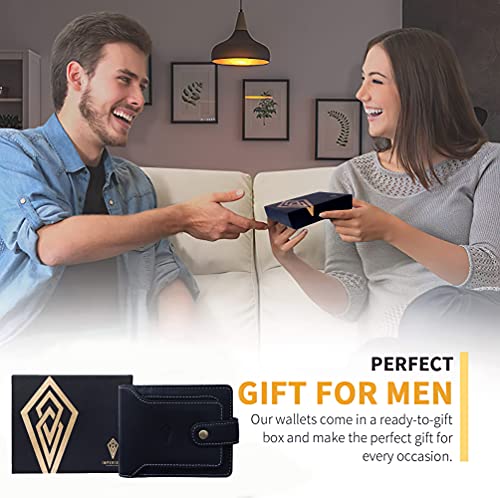 Imperious mens leather wallet bifold, slim, zipper, rfid wallet card holder, money clip, men, picture holder, long style, money clip montableu (Black) - Image 5