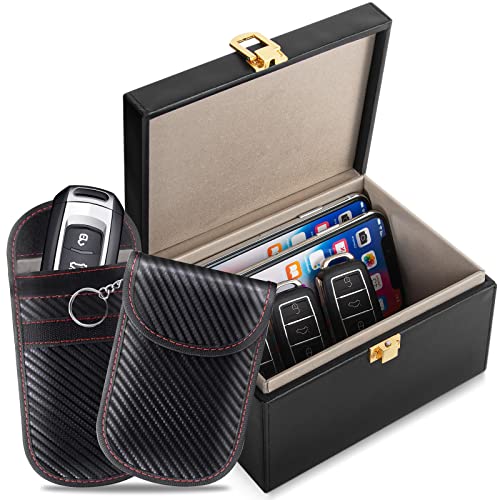 CDC DIGI Keyless Signal Blocker Box, Large RFID Shielding Faraday Box With 2 Pouches, Anti-Theft Car Accessory