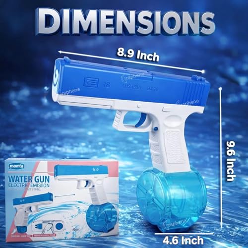 Image of GRAPHENE Holi Pichkari Glock Automatic Electric Water Gun Toy for Kids High Pressure Rechargeable Battery G Lock Pichkari Holi Toy Rapid Fire Squirt Long-Range Powerful Play Water Blaster 4+ Boy Girl
