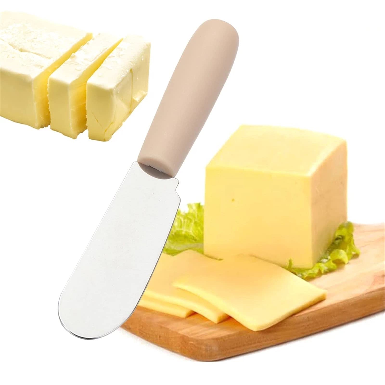 Yxsh Cream Butter Knife Mini Stainless Steel Spatula Scraper Spreader Breakfast Sandwich Cheese Slicer Spreader Butter Spreader With Plastic Handle For Restaurants Bars -2Pcs