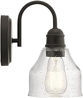 Vista 2 de Kichler Avery Aplique de Pared de 5.5" Industrial con 1 Luz y Vidrio Granulado Transparente en Negro, para Baño, Dormitorio o Pasillo