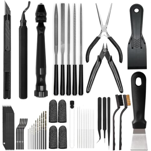 3D Printer Tools Kit Essential, 3D Printing Tools Kit, 3D Printer Accessories, Deburring Tool, Wire Cutter, Drill, Scrap