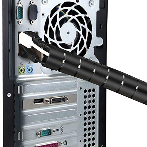 Chengsi Cable Sleeve Organizer 19.7ft Cord Wire Wrap Coiled Tube Sleeve Cable Management Sleeve for Home Office PC TV Black - Thumbnail 6