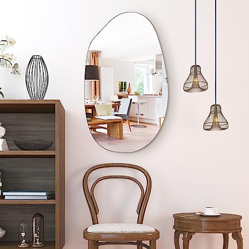EVENLIVEAsymmetrical-MirrorIrregular-Wall-MirrorUnique-Vanity-MirrorModern-MirrorOrganic-Cool-MirrorAsymmetry-Shaped-Mirrorfor-entryway-Bedroom-Living-Room-Wall-DecorOval-335x-196