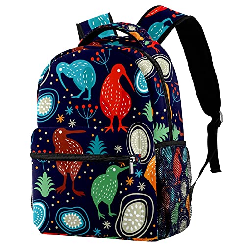 Sac à dos de voyage bleu marine avec motif kiwi pour garçons et filles