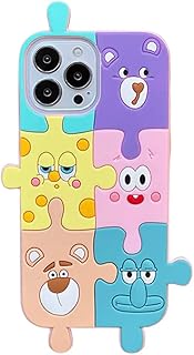 Fekra Silicone 3D cartton Soft Cover For iPhone 15 Pro max|15 Pro|15|14 Pro Max|14 Pro|14/13|13 Pro max|13 Pro|12 Pro max|12/12Pro|11 Pro max|11 Pro/11 Drop-proof (puzzl, iphone 13 | 14)