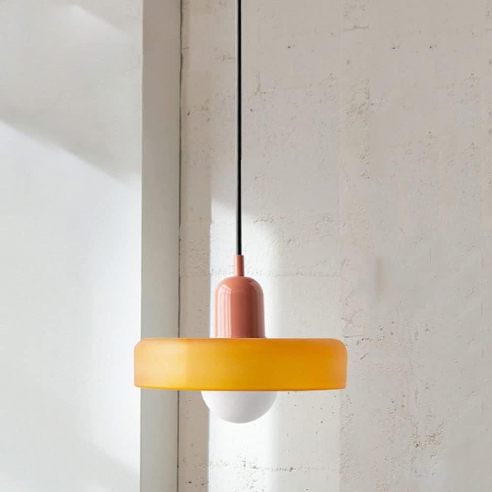 Suspension îlot de cuisine en verre orange pour salle à manger