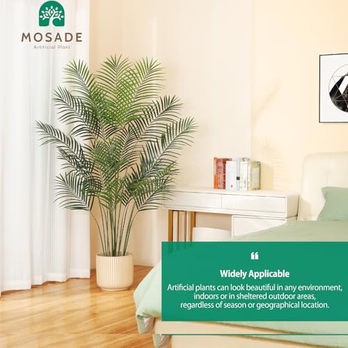 MOSADE Artificial Areca Palm Tree 6Feet Fake Tropical Palm Plant and Handmade Seagrass Basket, Perfect Tall Faux Dypsis Lutescens Plants for Entryway Modern Decor Home Office Porch Balcony Gift,2Pcs