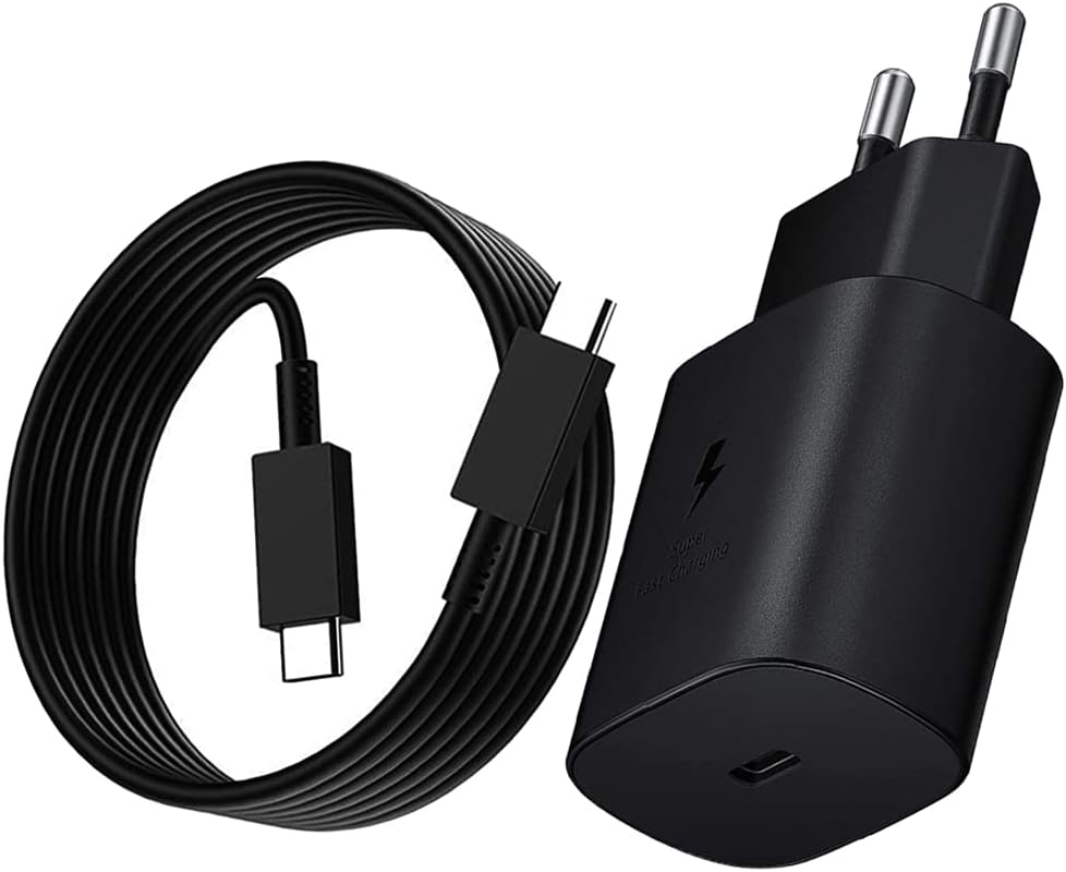 Cargador Rápido de 25W para Samsung, Adaptador de Corriente con Enchufe PD USB C Fast y cable USB C de Carga Rápida de 1M para Samsung Galaxy S23, S23+, S23 Ultra, S22 Ultra, S22+, S21, S20fe, S10,A52