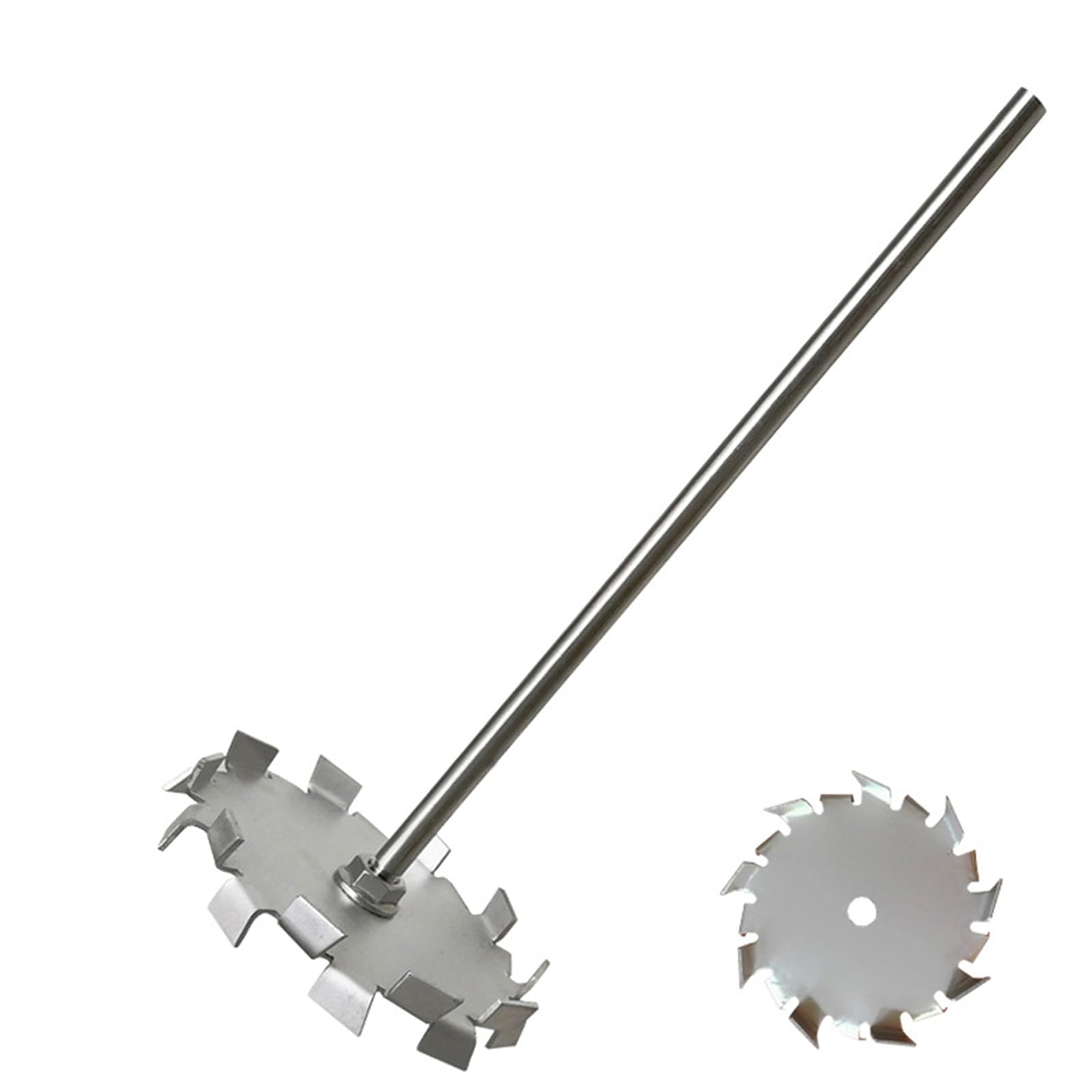 304 - Disco a dispersione con agitatore a barra per sega a denti in acciaio inossidabile con asta di agitazione da 25 cm, elica a piastra rotonda che mescola frullatore a lama (4 cm)