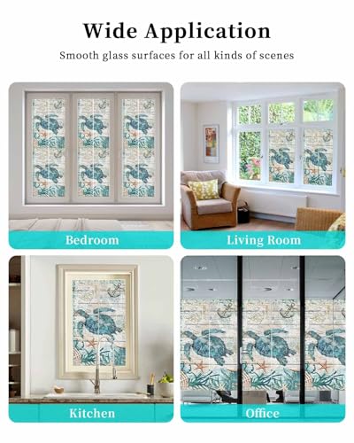 Película decorativa de ventana con tortuga marina verde azulado miniatura 6