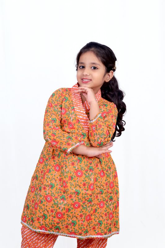 Girls Pure Cotton Sanganeri Printed Readymade Ethnic Wear Handloom Design (INDIAN TRADITIONAL) offers donot miss 4 Girls Pure Cotton Sanganeri Printed Readymade Ethnic Wear Handloom Design (INDIAN TRADITIONAL) offers donot miss