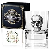 AGMDESIGN Skeleton Skull Whiskey Glass, Halloween Whiskey Glass, Fathers Day Gift for Men, Husband, Dad, Brother, Best Friend