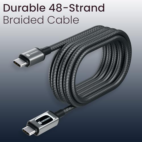 Image of Portronics 100W Konnect Halo Type C to Type C Cable with LED Light Indicator, Strong Braided Cable, PD Fast Charging, Data Sync, 1 Meter Tangle Free Wire, Compatible with all C-Type Enabled Devices