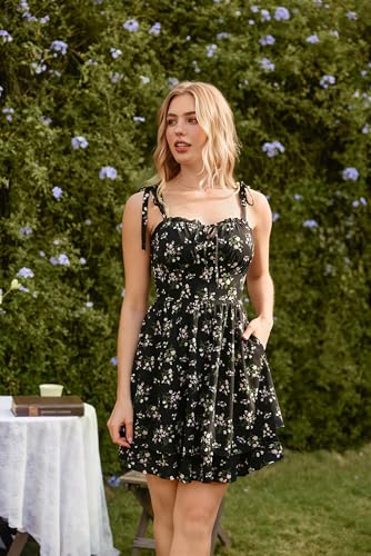 Image of Scarlet Darkness Floral Mini Dress for Women Corset Graduation Sundress