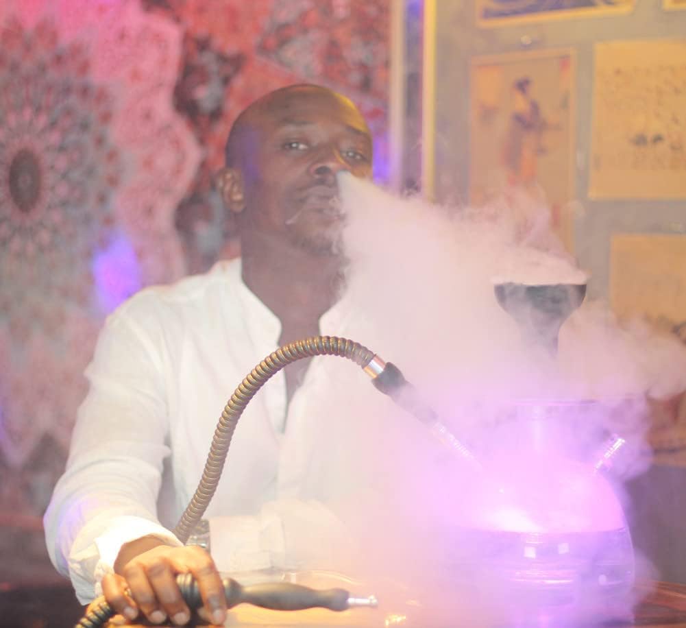 Hookah Set,Portable Modern Acrylic Hookah Set with Silicone Hookha Bowl Silk Hose Coal tongs Aluminum Stem,Hookah with Remote LED Light and Storage Bag