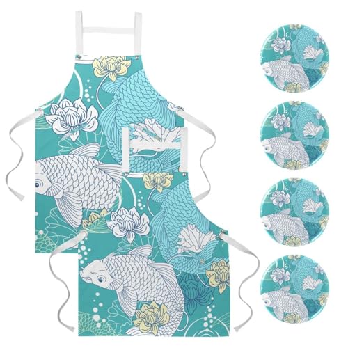 Tablier de cuisine carpe koï multicolore pour sublimer vos moments de pâtisserie en famille