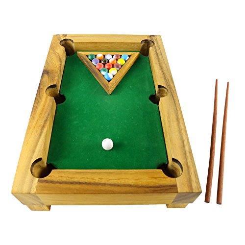 NOVICA Brown Green Multicolor Hand Made Raintree Wood Billiards Game, 'Best Of Billiards'