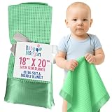 Baby Morgan Thermal Waffle Knit Baby Blanket - Soft Breathable Mini Blanket for Newborns and Infants - Toddler Blankey for Strollers, Travel, Naptime, Nursery and More - 18' x 20' (Mint, Satin Trim)