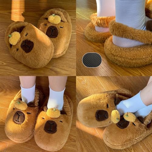 Cute Indoor Capybara House Plush Slides For Women - Soft Thickened Warm Plush Foot-Wrapped Capybara Shoes4