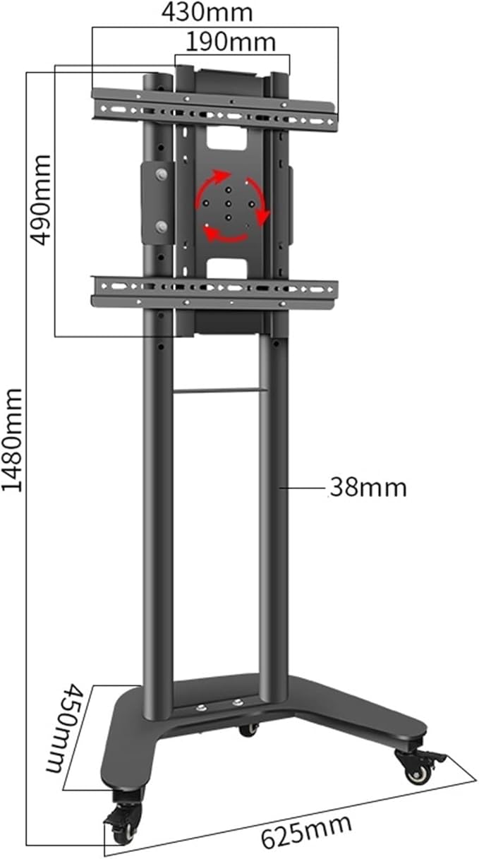 Carro para TV con Ruedas, Soporte Móvil de Piso para Pantallas de 32 a 60 Pulgadas, Negro miniatura 2