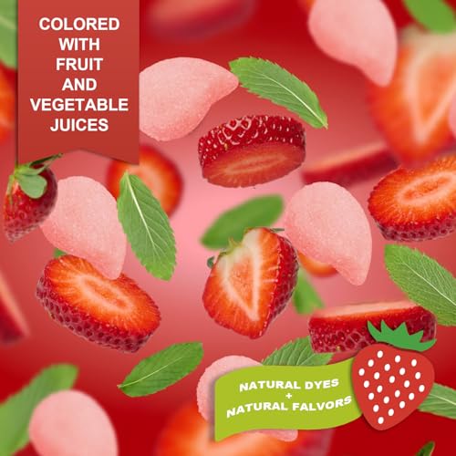 Image of Soft & Chewy Candy 7 PK, Marshmallows Gummy Candies Bulk, Strawberry Flavor | Sweet & Sour Chews Candy Gummy Net 350g, Fruit Flavors, Major Allergy Friendly, Individually Wrapped Fruity Snack Packs