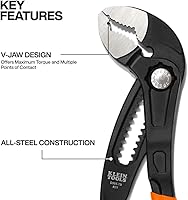 Vista 2 de Klein Tools D5057B Alicates ajustables de 7 pulgadas, alicates de bomba Klaw de ajuste rápido, diseño compacto con mordaza en V y dientes
