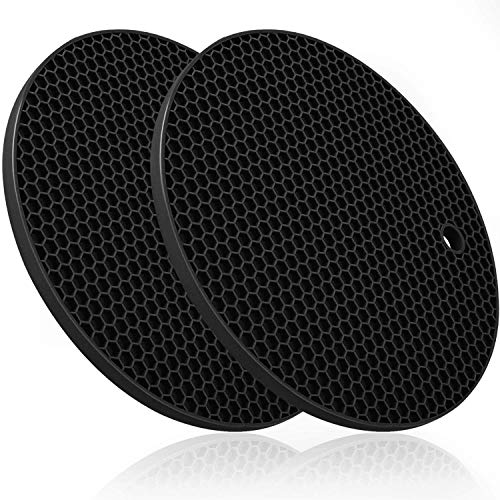 Image of Countertop Protector Heat Resistant Trivets for Hot Pots and Pans - Non-Slip Insulated Heat Pads for Kitchen Counter Black Pack of 2