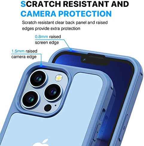 CENHUFO Compatible with iPhone 13 Pro Case Built-in Glass Screen Protector with Camera Lens Protector, 360°Full Body Heavy Duty Protective Phone Case for iPhone 13 Pro case Shockproof -Blue