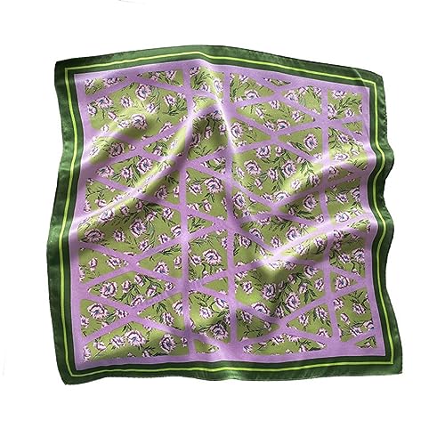 Cebilevin Foulard en 100% Soie Naturelle Douceur Elégance Raffinement Imprimé Floral (violet et vert)