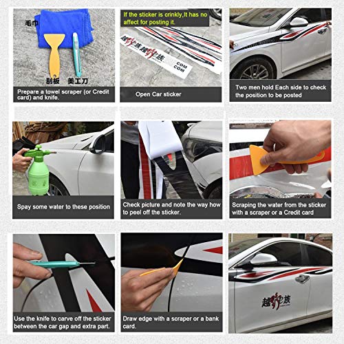 Boilipoint 1Set Racing Stripes Graphics Vinyl Decal Wrap Kit Hood,Roof,Tunk For Car Truck Vehicle Vinyl Decal Custom Made Fit For All Cars Suv Free Size #TOP7