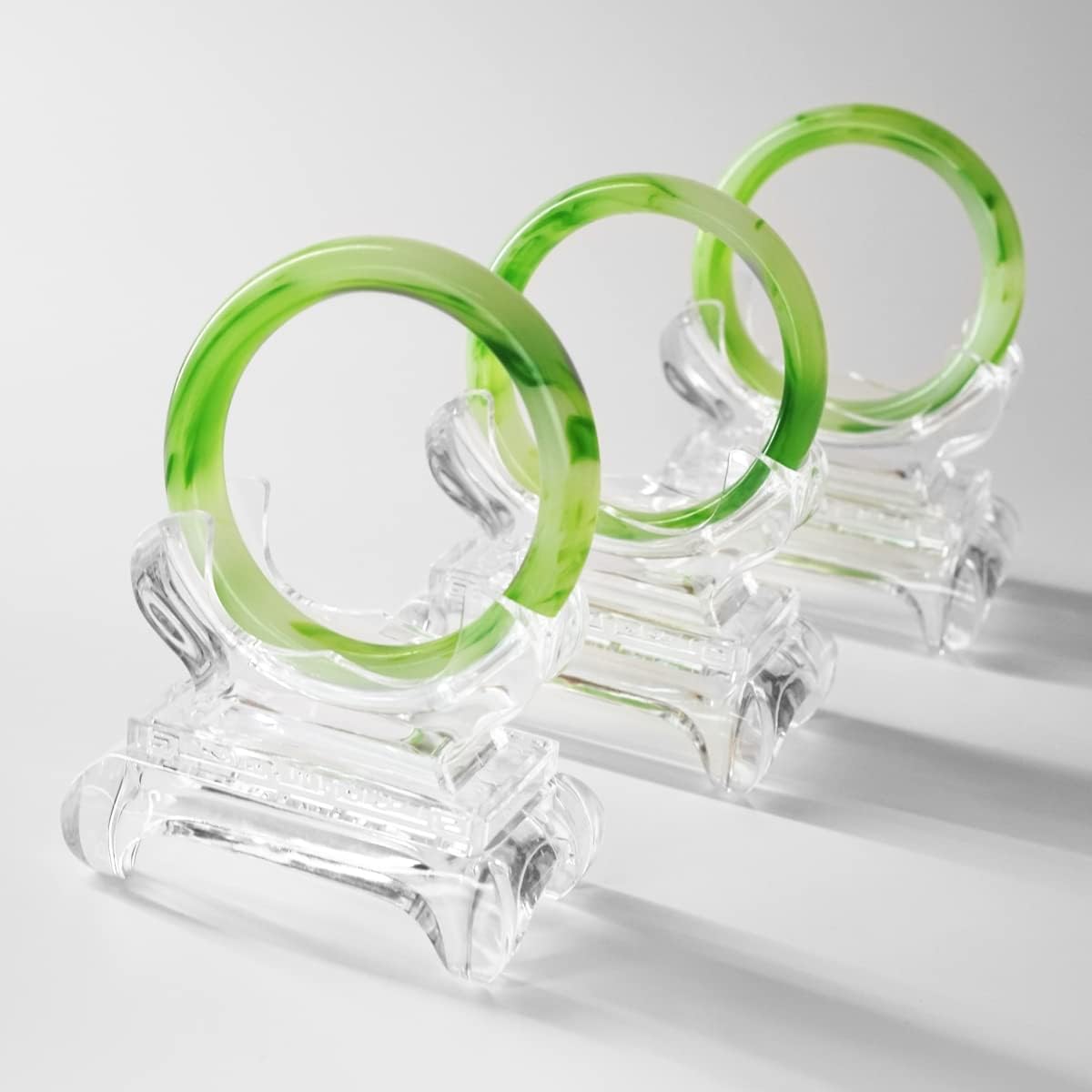 Pack-of-3 Acrylic Jewelry Bracelet Display Holder Jade Bangle Organizer Show Rack Acrylic Bracelet Display Collar Stand Holder